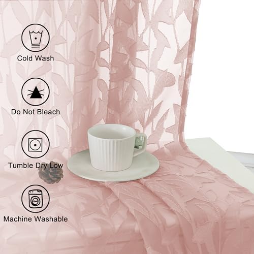 Lecloud Leia Blush Pink Sheer Curtains 120 Inches Long 2 Pcs, Living Room - Image 7