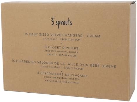 3 Sprouts Baby Closet Organizer Set, 15 Hangers, 8 Dividers, Cream/Neutral - Image 7