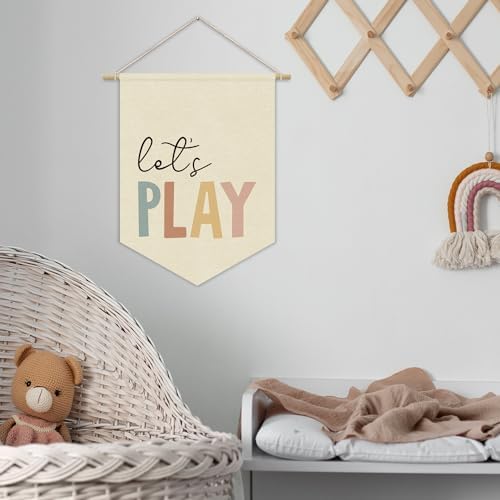 Playroom Sign Decor Let's Play Canvas Banner, Nursery Classroom Wall Art Canvas - Image 7