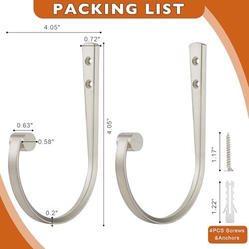 Curtain Holdbacks 4pcs, Brushed Nickel Barrel Zinc Alloy Curtain Tiebacks - Image 5