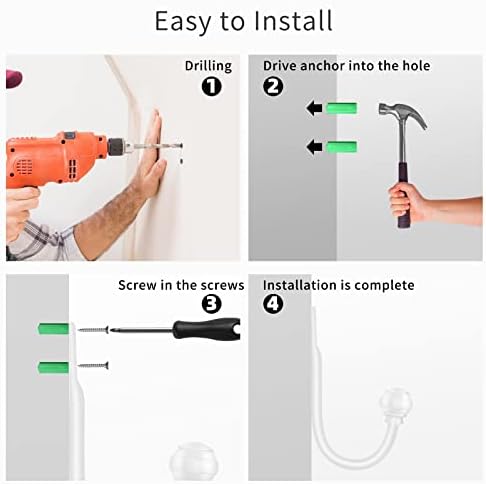 Hion Curtain Holdbacks White 4pcs, Curtain Tiebacks Wall Mounted Hooks - Image 7