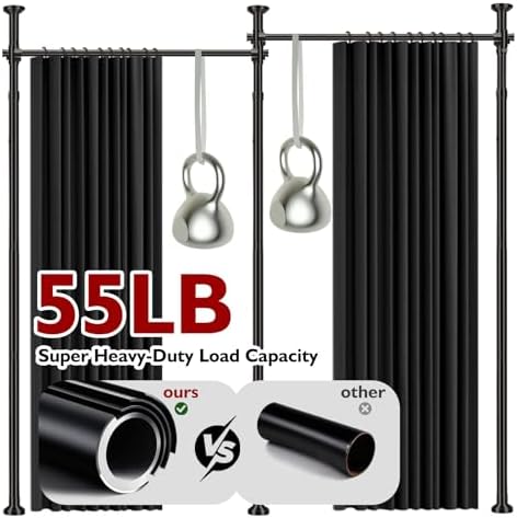 Room Divider Curtain Set-No Drilling Curtain Rod Set, Room Divider Wall - Image 6