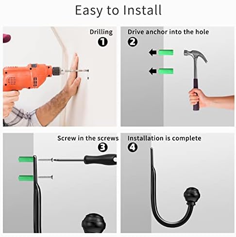 Hion Curtain Holdbacks Black 4pcs, Curtain Tiebacks Wall Mounted Hooks - Image 7