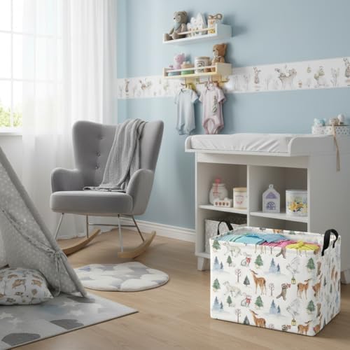 Rectangular Kids Basket Baby Girl Basket Fabric Storage Bin Organizer Box Room - Image 6
