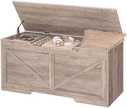 HOOBRO Storage Bench, 43.3β Retro Wooden Storage Chest - Image 7