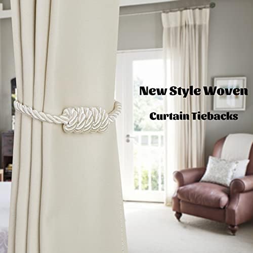 BEL AVENIR Magnetic Curtain Tiebacks 6 Pack Hand-Woven Curtain Ties - Image 6