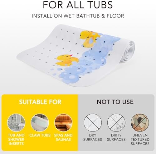 PRATIQUE Kids Bath Mat for Tub Non Slip,40 X 16 Inch Extra Long Kids Bathtub - Image 7