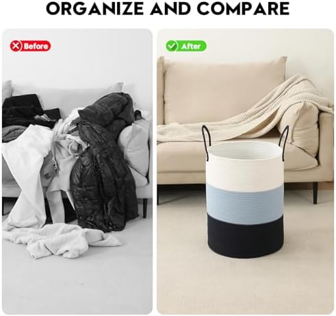 Laundry Basket Hamper Tall Rope Storage Woven - Image 6