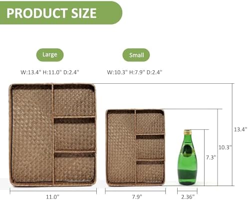 Nonam 4-Section Seagrass Tea Bag Organizer, Wicker Divided Basket - Image 5