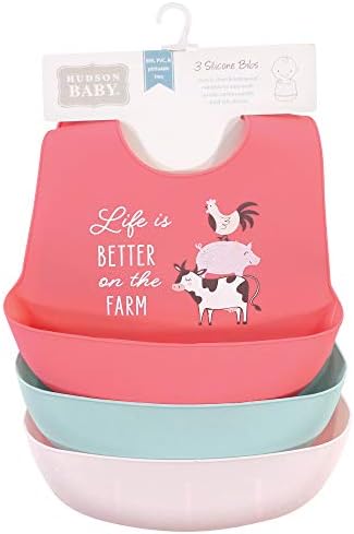 Hudson Baby Unisex Baby Silicone Bibs, Life Is Better On The Farm, One Size - Image 2