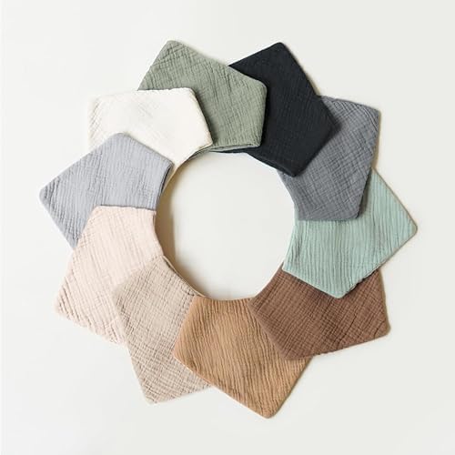 Konssy 10 Pack Baby Muslin Bandana Bibs - Image 6