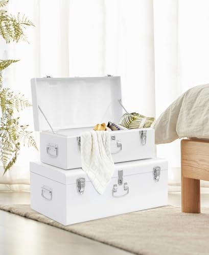 Vixdonos Decorative Large Metal Box Storage Trunk Chest Set of 2 College Dorm - Image 7