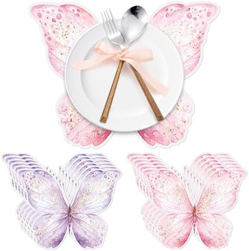 Newtay 50 Pack Paper Butterfly Placemats Disposable Party Placemats Pink and - Image 6