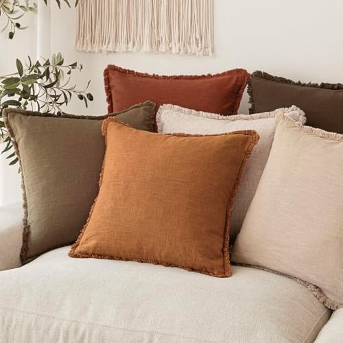Foindtower Decorative Linen Fringe Lumbar Throw Pillow Covers Cozy Boho - Image 7
