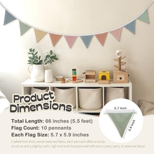 Playroom Decor, Boho Classroom Pennant Banner Flags 5.5Ft, Nursery Baby Girls - Image 7