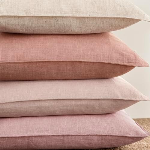 Foindtower Linen Solid Decorative Throw Pillow Covers 24x24 Inch Rose Pink - Image 7