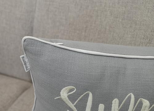 Rudransha Sweet Dreams Embroidered 12x18 Lumbar Pillow Cover, Light Grey - Image 4