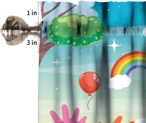 Kids Valance Curtain Colorful Rainbow Sun Puzzle Paint Handprint Bee Sun - Image 5