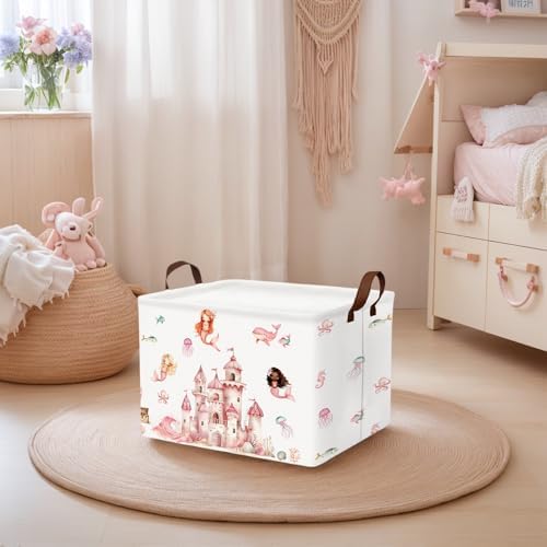 Cute Rectangle Baby Girl Gift Basket Toy Storage Bin Nursery Playroom Bedroom - Image 7