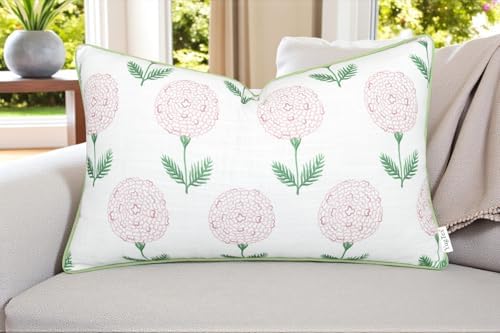 Marigold Floral Print 12x20 Lumbar Pillow Cover - Image 5