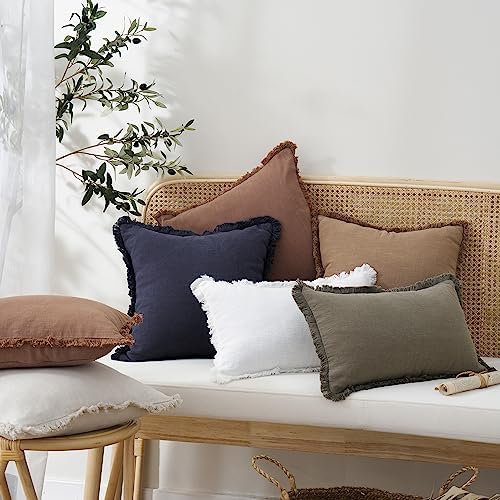 Foindtower Decorative Linen Fringe Lumbar Throw Pillow Covers Cozy Boho - Image 7