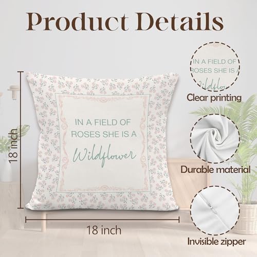 in A Field of Roses She is A Wildflower Throw Pillow Cover, Baby Girl Nursery - Image 7
