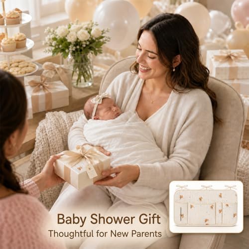 Bedside Caddy Nursery Playpen Organizer, Hanging Crib Book & Toy Storage - Image 7