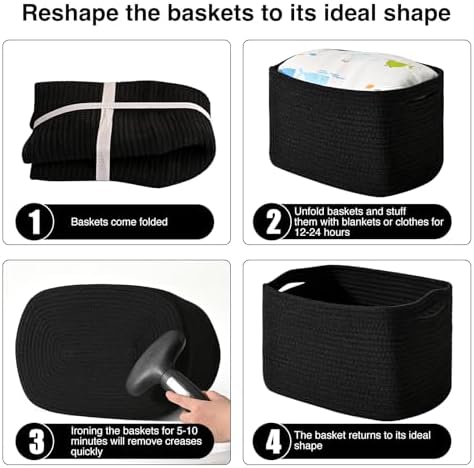 ICERZCZ Black Storage Baskets for Organizing Shelves, Toy Basket for Nursery - Image 7