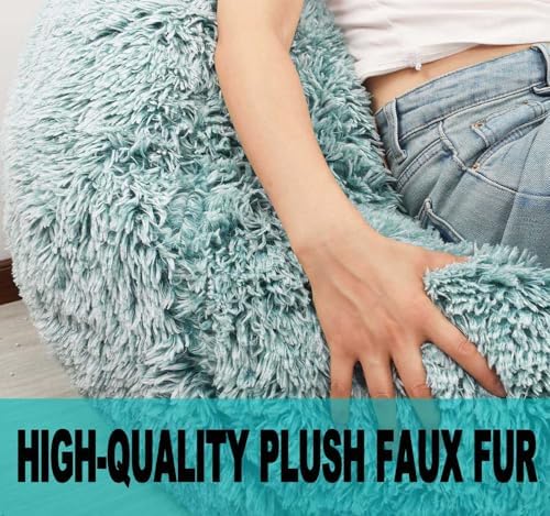 Fluffy Stuffed Animal Storage Bean Bag Chair Cover, Faux Fur Comfy Bean Bag - Image 7