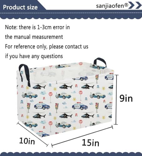 Sanjiaofeng Rectangular Police Car Storage Basket, Boys Toy Storage Bin - Image 7