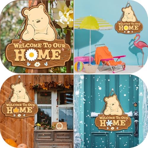 Winnie Welcome Sign for Door Decor, the Pooh Welcome to Our Home Sign - Image 7