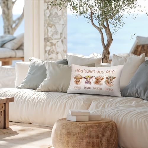 Highland Cow Christian Bible Verse 12x20 Pillow Cover, Highland Cow Decor - Image 7