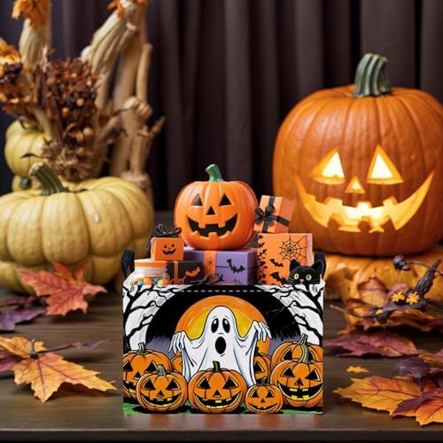 Large Halloween Basket Gift Cute Ghost Pumpkin Parties Decor Kid Trick or Treat - Image 7