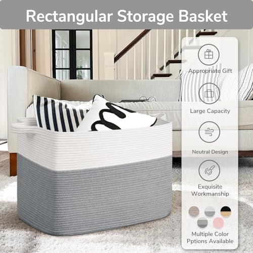 Goodpick 105L Extra Large Woven Blanket Basket Cotton Rope Storage Baskets - Image 7