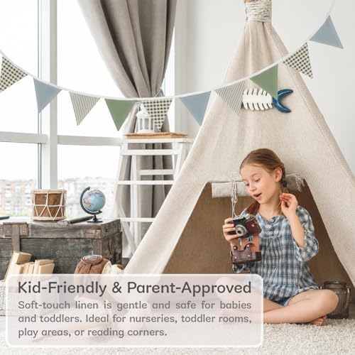 Boys Toddler Room Playroom Nursery Decor, Garland Triangle Banners Blue Grey - Image 5