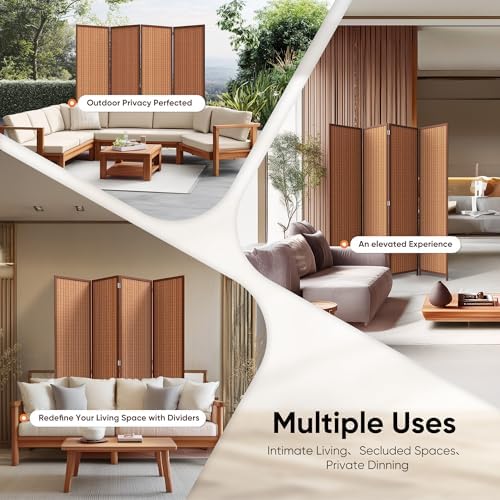 JOSTYLE 4 Panel Folding Privacy Screen 6ft Bamboo Freestanding Room Divider - Image 7