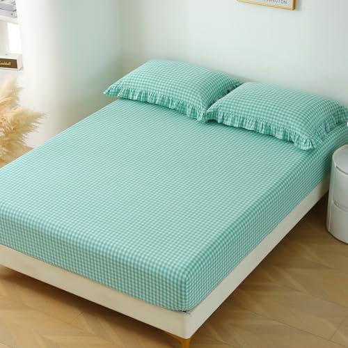2 Pack Spa Blue Gingham Ruffle Standard Pillow Shams 20"x26" - Image 7