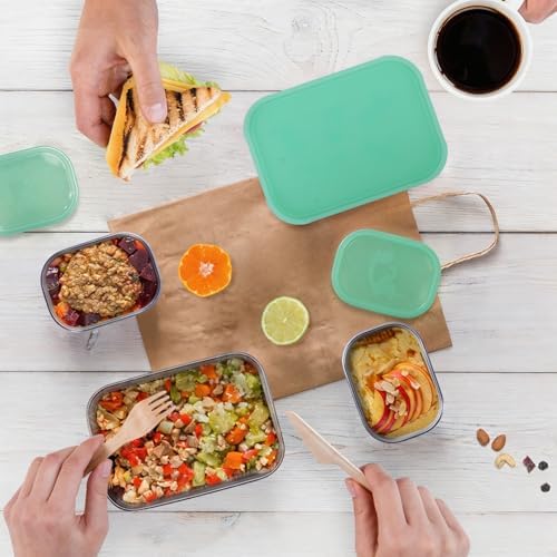 Tanjiae 3 CUP+1 CUP Stainless Steel Lunch Snack Containers Set | Leak Proof 304 - Image 6