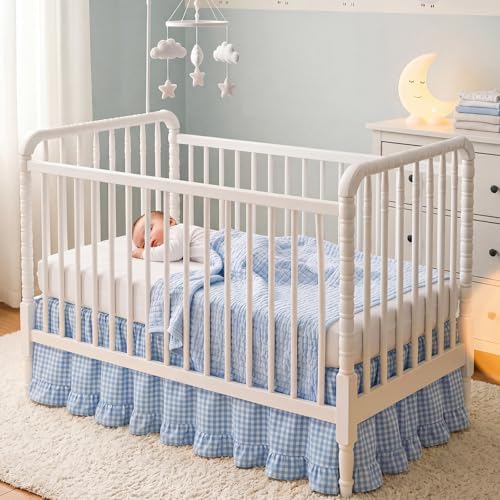 Gingham Crib Skirt Dust Ruffle 52 x 28 Inch 100% Cotton - Image 6