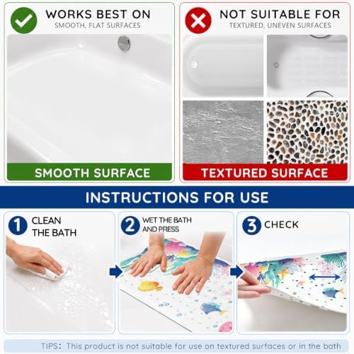 LNOND Bath Mat for Tub for Kids, Toddler Bathtub mat Non Slip, Coral Reef Fish - Image 7