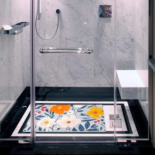 Bathtub Mat Non Slip 26.8x15.1In, Floral Berries Bath Mat - Image 6