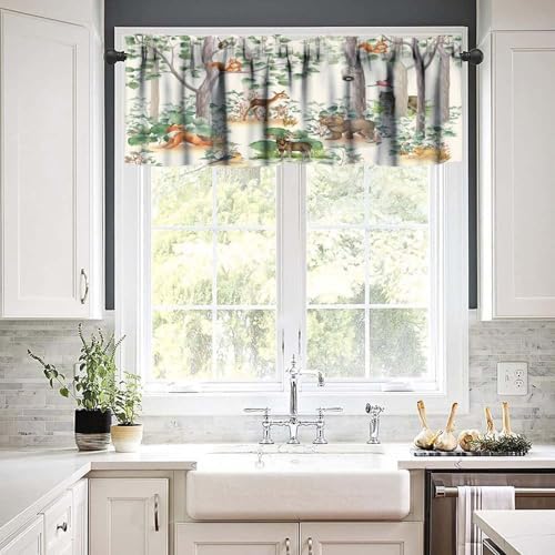 Woodland Animal Valance Curtains Cartoon Wild Rustic Forest Animals Print - Image 6