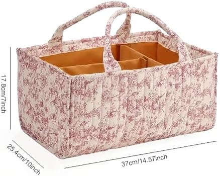 Floral Baby Diaper Caddy Organizer, Cute Nursery Storage Basket Gift - Image 7