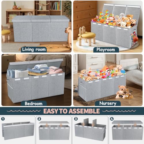 Extra Large Toy Box with Lids, Collapsible Storage Bin - Image 6