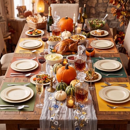 Fullhawl 120 Pcs Fall Paper Placemats, Disposable Rectangular Table Setting Mats - Image 7