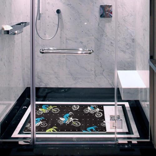 Shower Mat Non Slip 26.8 x 15.1 Inches, Motocross Pattern Bathtub Mat Shower - Image 5