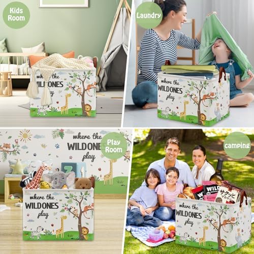 Jungle Safari Nursery Decor Basket -Elephant Giraffe Baby Boy Laundry Basket - Image 6