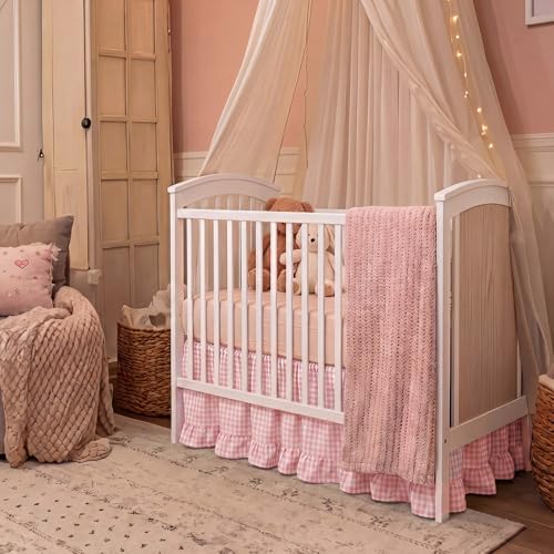 Gingham Crib Skirt Dust Ruffle 52 x 28 Inch 100% Cotton - Image 6