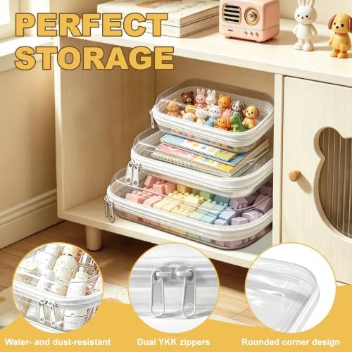 6 Pack Clear Hard Shell Zipper Case – Travel Makeup Bag, Diaper Bag Organizer - Image 7