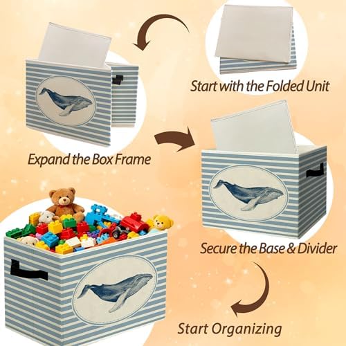 Rustic Whale Storage Bins Boxes - Image 6